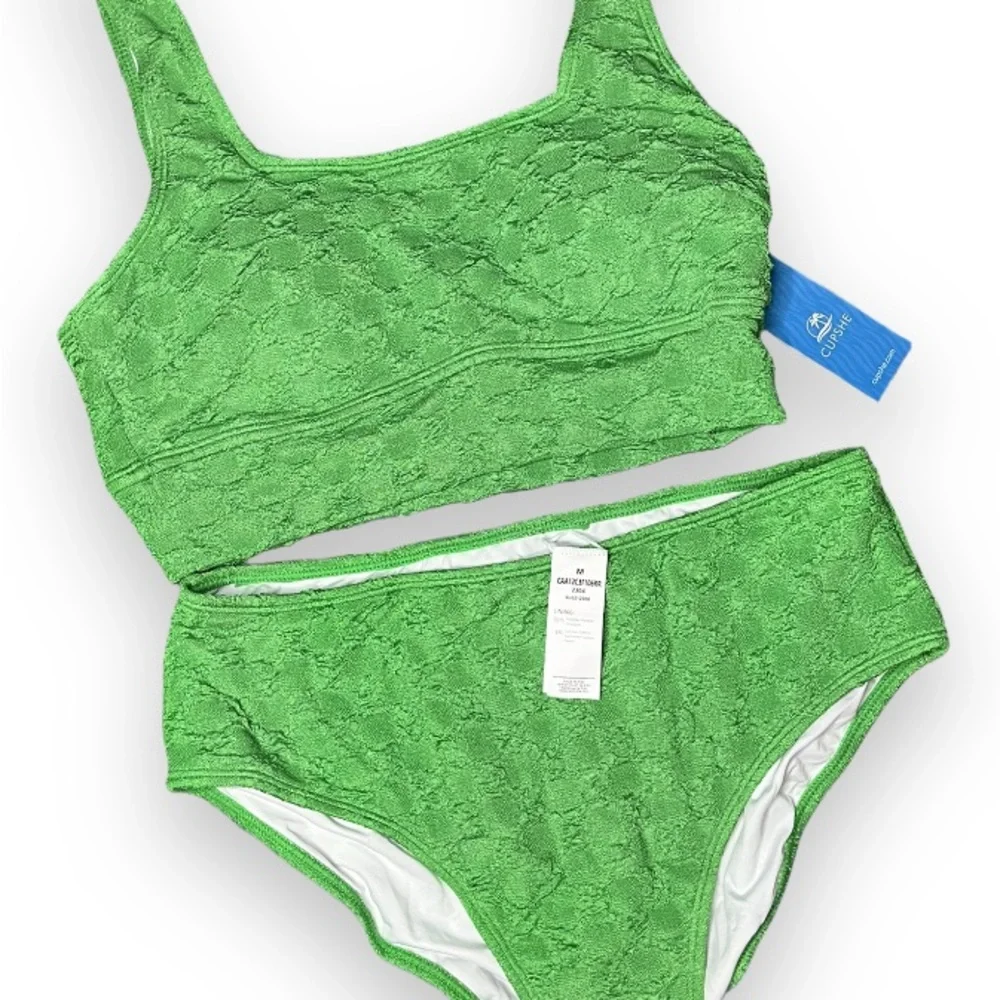 CUPSHE Green Textured Women's Swim Set